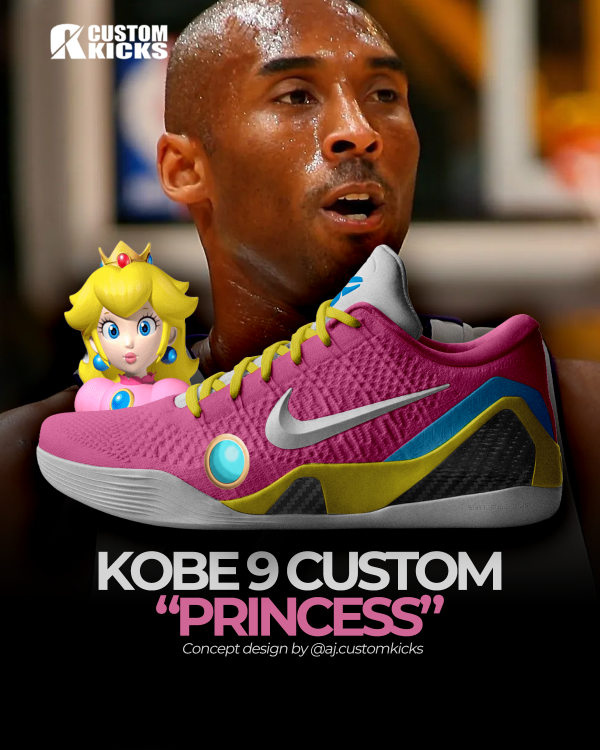Kobe 9 "Princess Peach" Custom
